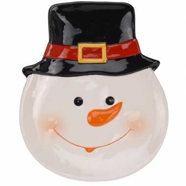 Decoratiebord kerst sneeuwpop 24 cm