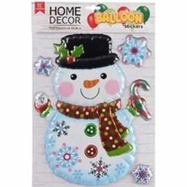 Kerst decoratie 3d raamstickers kerst sneeuwpop 28 x 41 cm