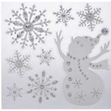 Kerst decoratie raamstickers kerst sneeuwpop/kerst sneeuwvlok 31 x 39