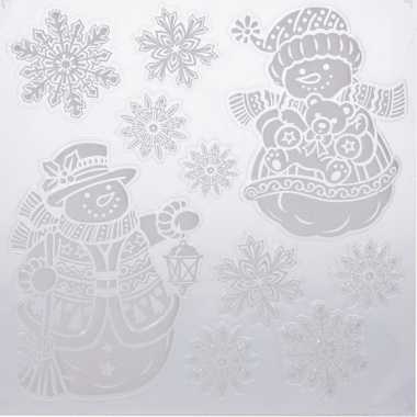 Kerst decoratie raamstickers kerst sneeuwpoppen/kerst sneeuwvlok 31 x