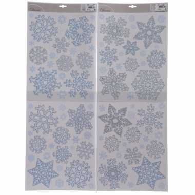 Kerst decoratie raamstickers kerst sneeuwvlokken 30 x 42 cm