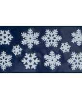 1x kerst raamversiering raamstickers witte kerst sneeuwvlokken 23 x 49 cm