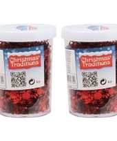2x kerst sneeuwvlokken confetti rood