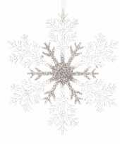 3x kerstboom decoratie kerst sneeuwvlok 21 cm transparant zilver