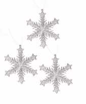 3x kersthangers kerst sneeuwvlok zilver glitter type 1