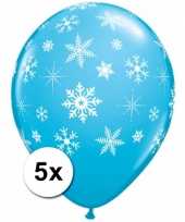 Blauwe kerst sneeuwvlok ballonnen 5x