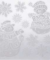 Kerst decoratie raamstickers kerst sneeuwpoppen kerst sneeuwvlok 31 x 39 cm