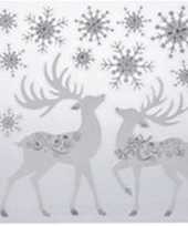 Kerst decoratie raamstickers rendier kerst sneeuwvlok 31 x 39 cm