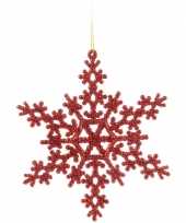 Kerst sneeuwvlok decoratie rood 14 5 cm type 2