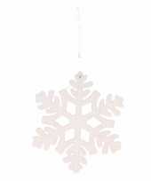 Kerstboom decoratie witte kerst sneeuwvlok hanger 10 cm type 1