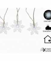 Kerstverlichting led kerst sneeuwvlok koel wit buiten 24 lampjes