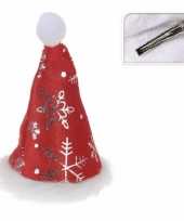 Mini kerstmutsje met kerst sneeuwvlokken op clip